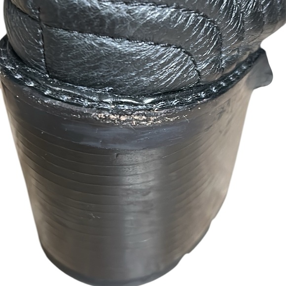 Mark Fisher,boots,sheep fur,Black leather biker wm sz 7.5 chunky heel,platform - Picture 13 of 15